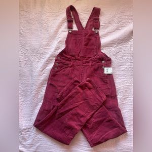 Red corduroy Free people overalls